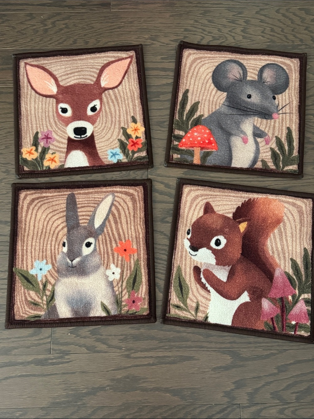NWOT 15” Four Classroom Woodland Animals Sitting Carpets